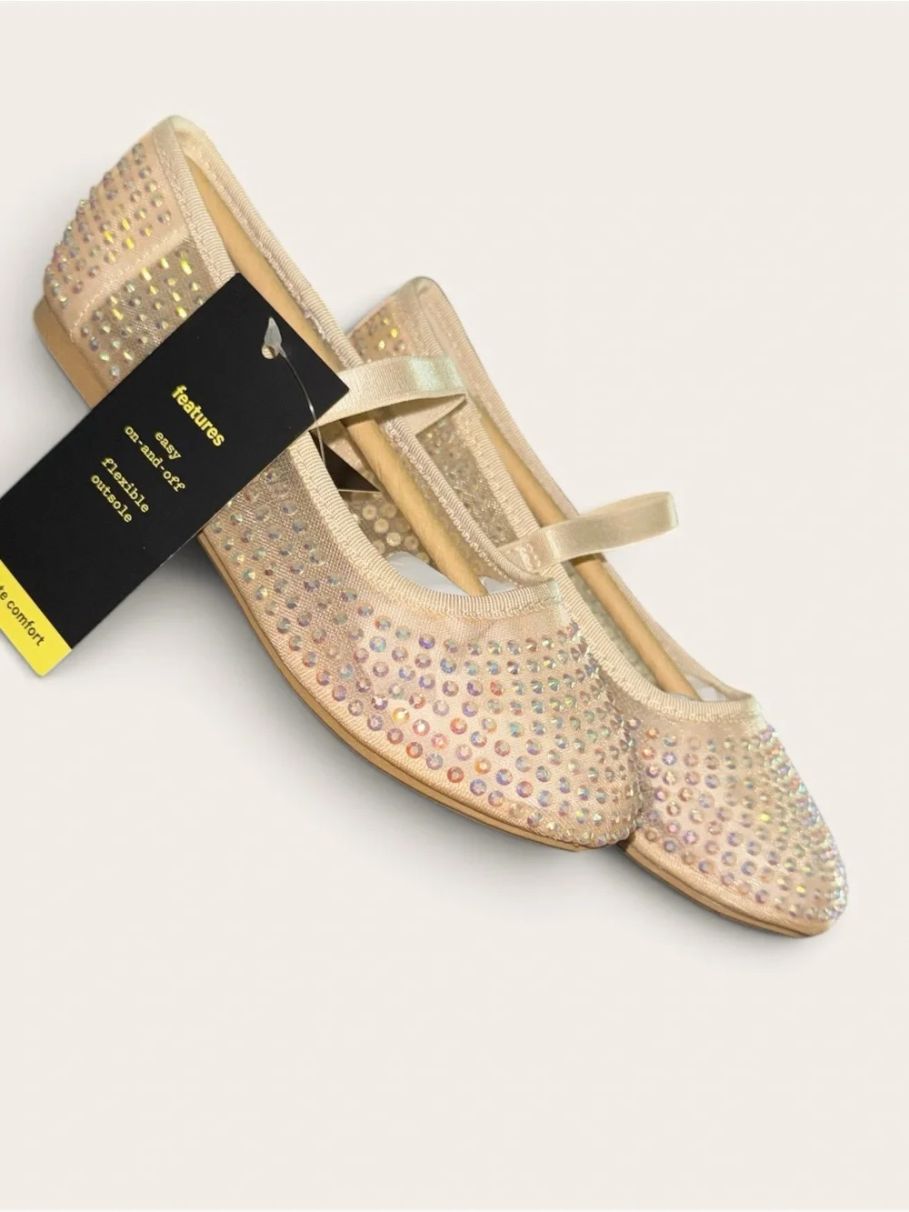 NIB art class Pearl-Studded Ivory/Tan Mary Jane Flats SZ 13